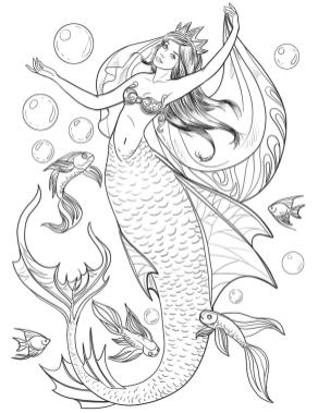 Free printable mermaid adult coloring pages