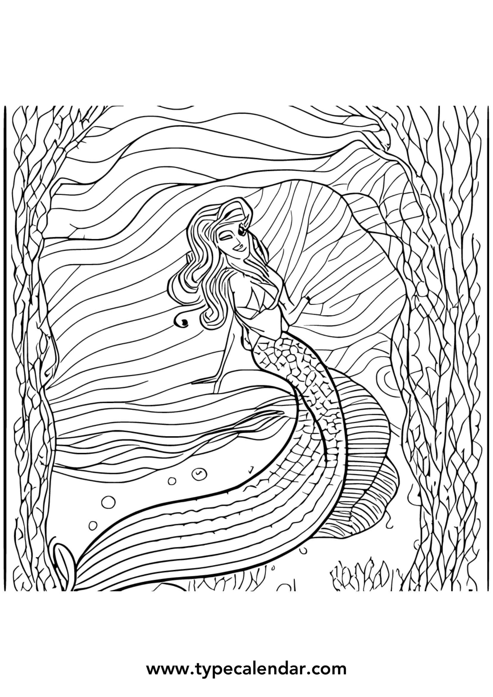 Free printable mermaid coloring pages easy for adults kids online