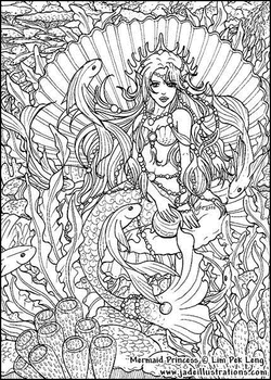 Mermaid adult coloring pages