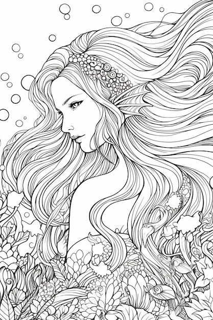 Page coloring pages adult mermaid images
