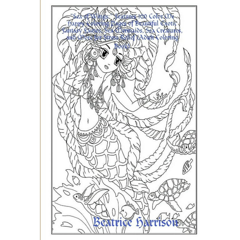 Sea of wings features color me happy coloring pages of beautiful exotic fantasy fairies sea mermaids sea creatures and more for stress relief adult coloring book paperback