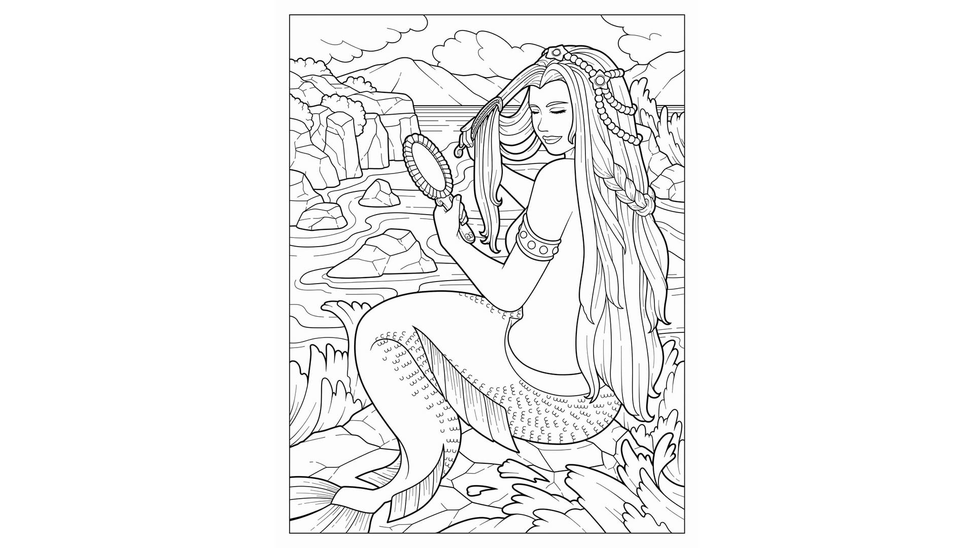 Give printable mermaids adult coloring pages by premiumpack