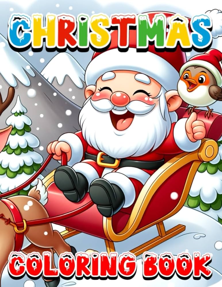 Christmas coloring book merry christmas large print beautiful coloring pages easy to color with calming christmas santa more illustrations for relaxation stress relief snowing christmas books