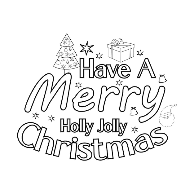 Premium vector merry christmas coloring page christmas line art coloring page design for kids