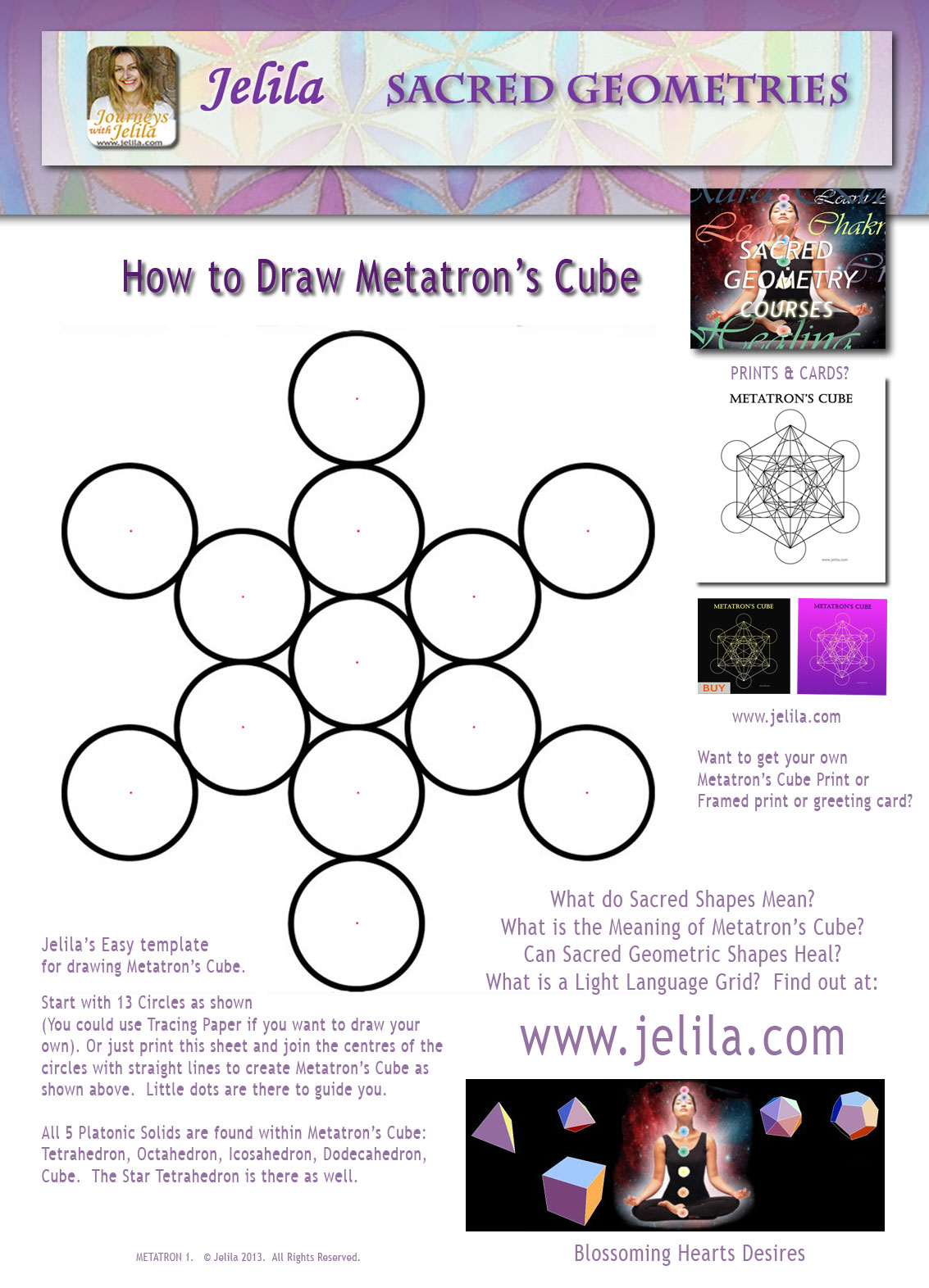 How to draw metatrons cube â easy free template download print