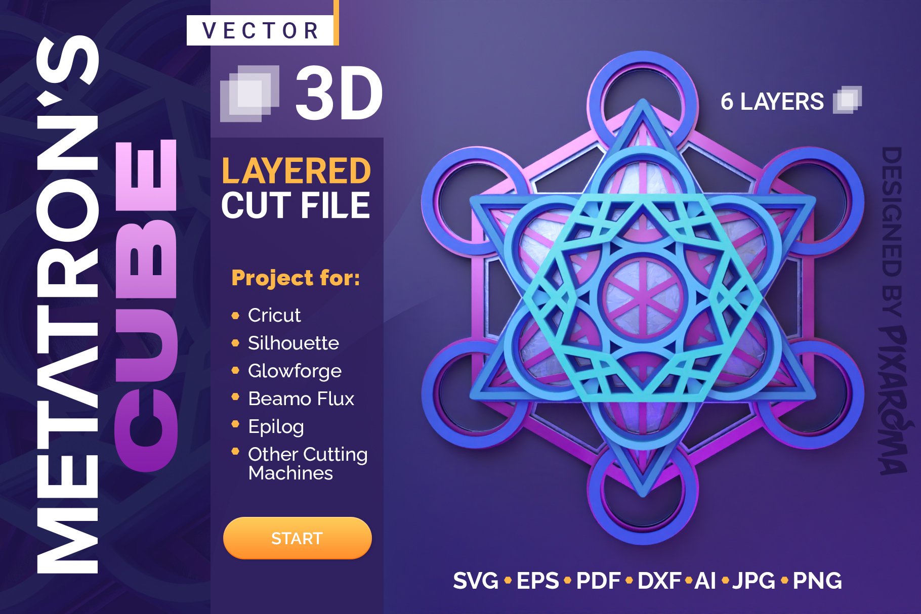 Metatrons cube d layered sacred geometry svg cut file
