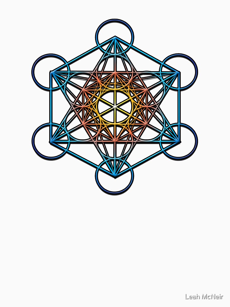 Metatrons cube yellow orange blue gradient sacred geometrysymbol mandala essential t