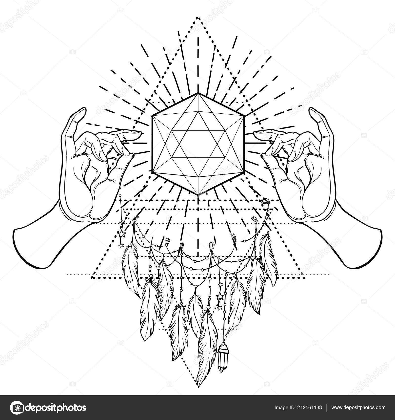 Buddha hands sacred geometry metatrons cube flower life sacred geometry stock vector by vgorbash