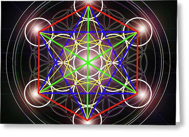 Metatrons cube greeting cards for sale