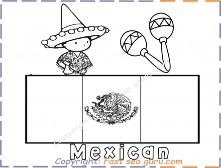 Free coloring page mexican flag
