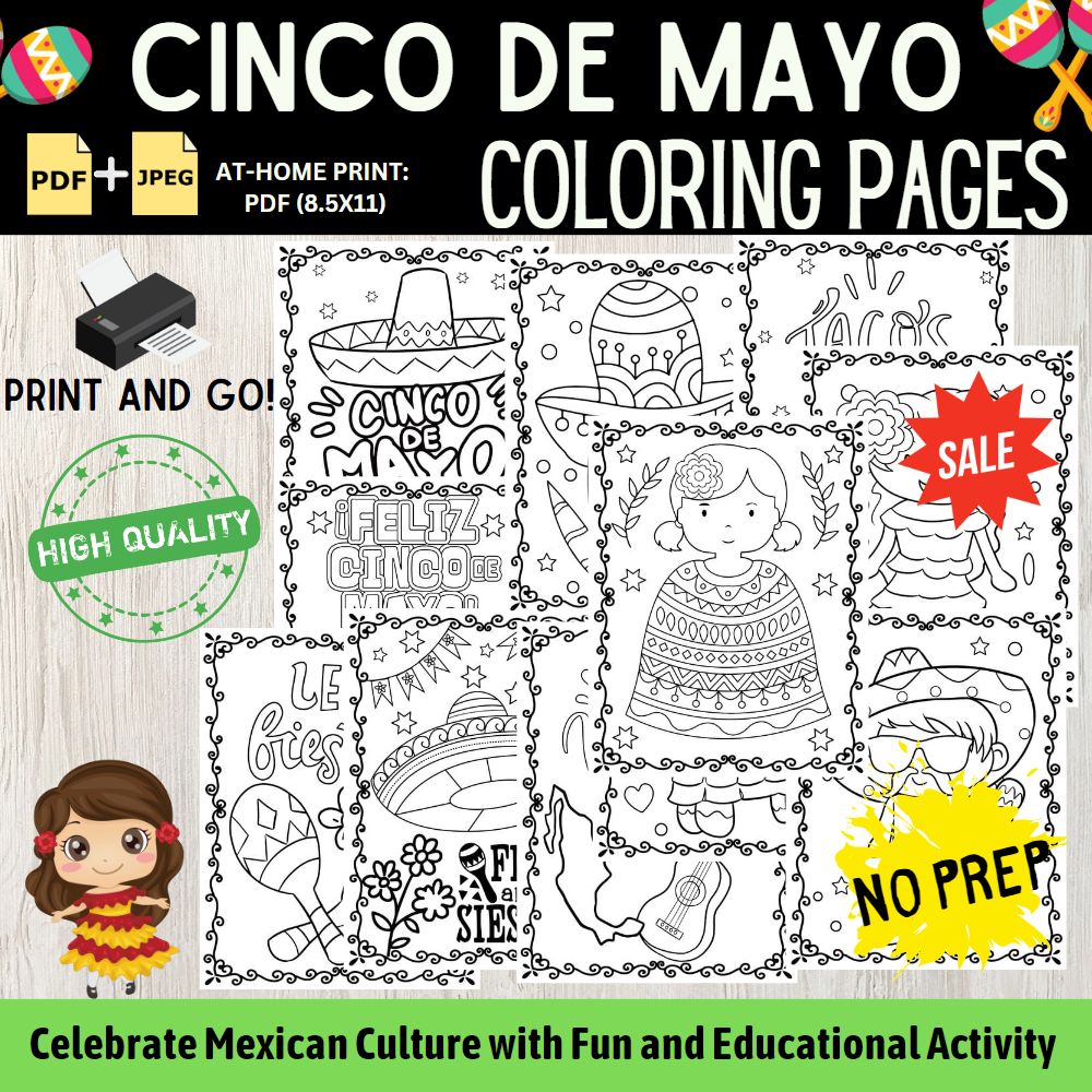 Cinco de mayo coloring sheets celebrate mexican culture with fun and educational activities made by teachers