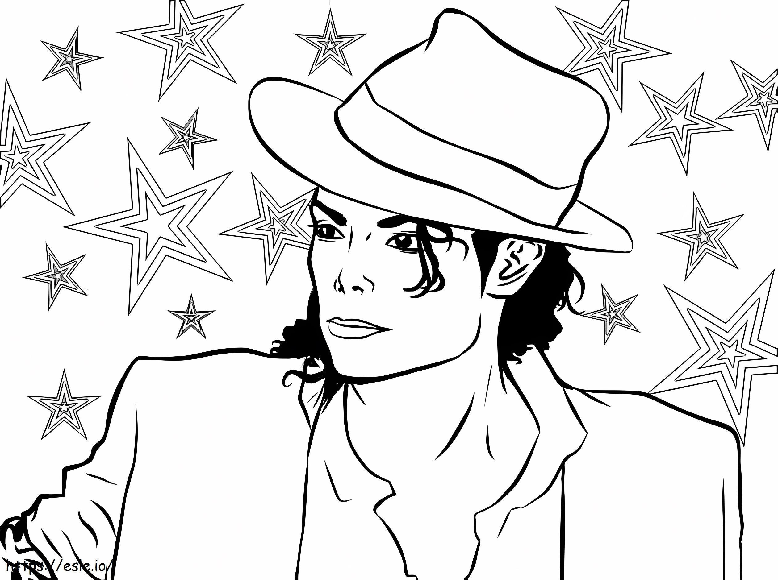 Michael jackson with star coloring page