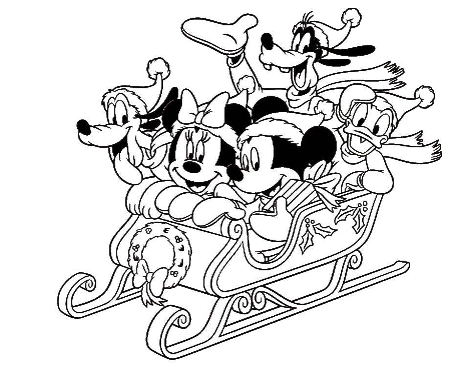 Online coloring pages coloring page mickey and minnie mouse and his friends coloring pages winter download print coloring page