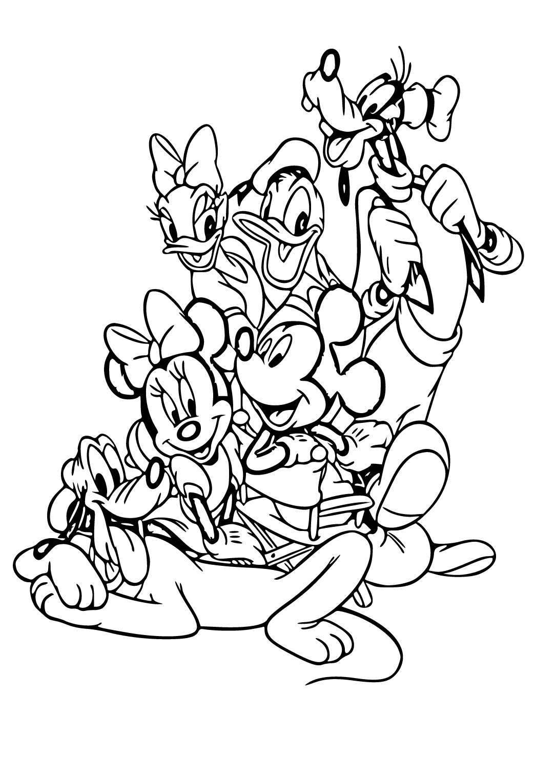 Free printable mickey mouse clubhouse characters coloring page for adults and kids