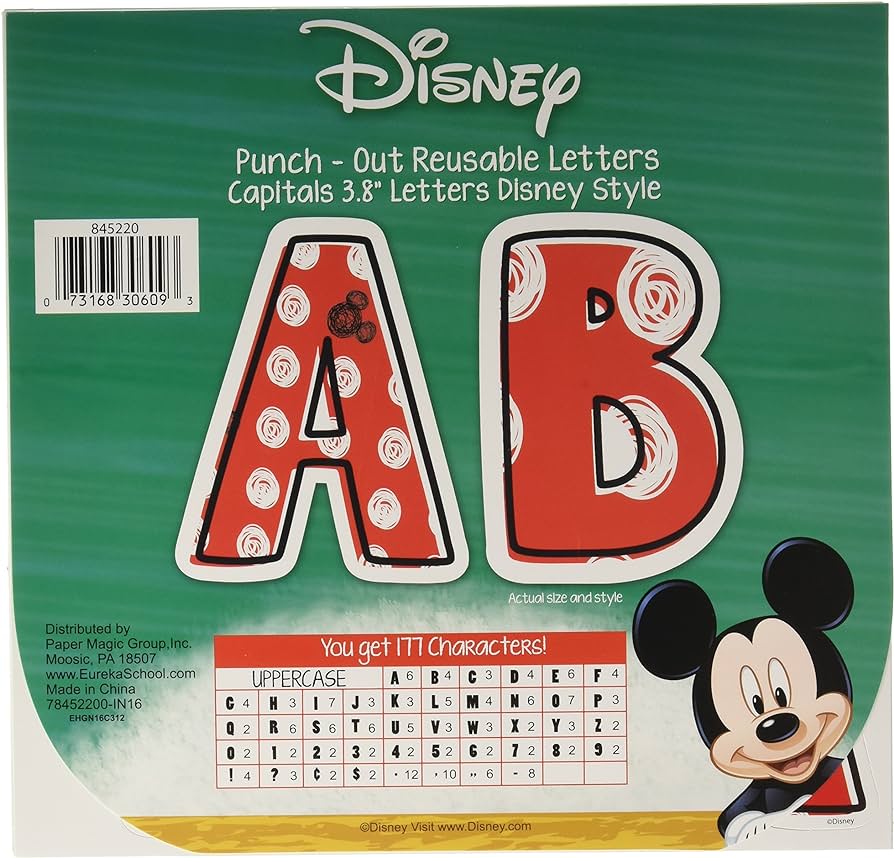 Eureka disney mickey mouse red and white punch out letter classroom decoration pc h office products