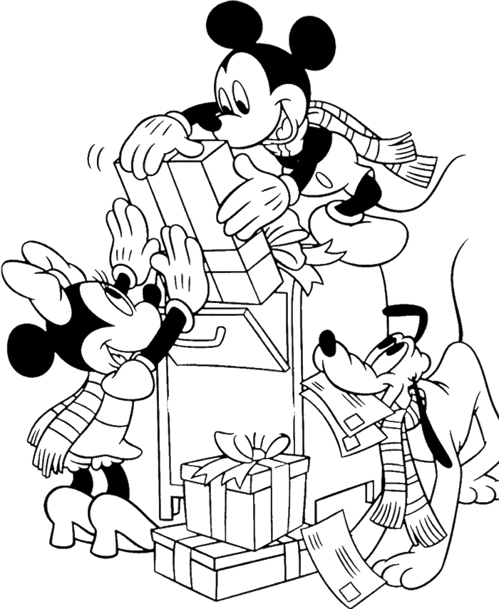 Mickey mouse christmas coloring pages