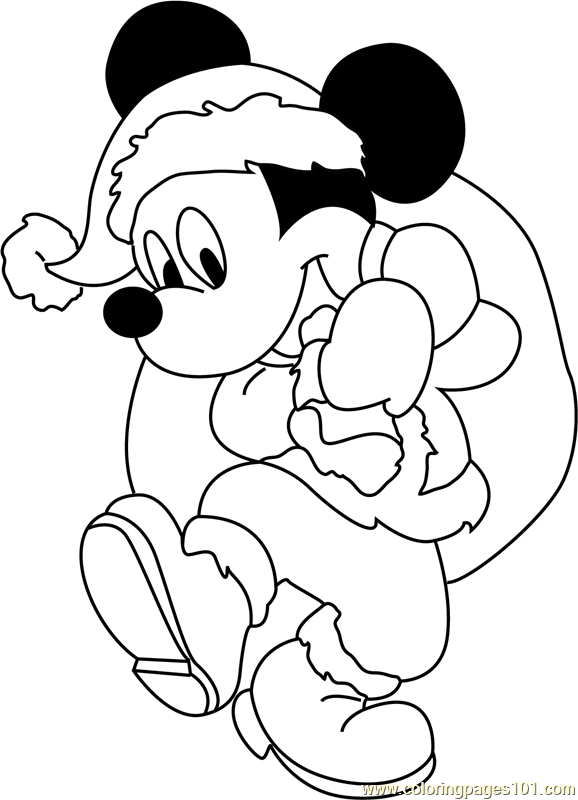 Christmas mickey mouse coloring page for kids