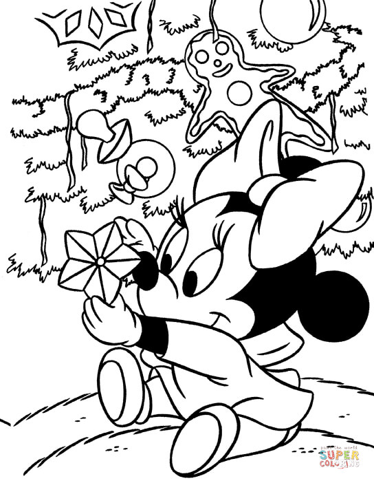 Minnie with the decoration star coloring page free printable coloring pages