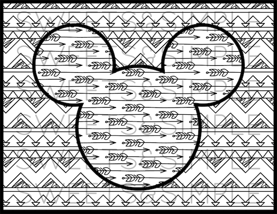 Mouse head adult coloring page adult coloring sheet magical mouse tribal vacation activity sheet printable instant download