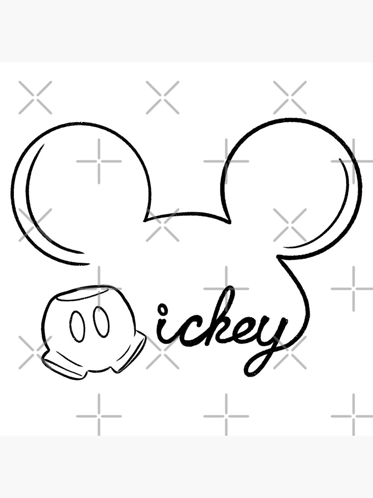 Mickeymouse sketch black art print for sale by juliajulia