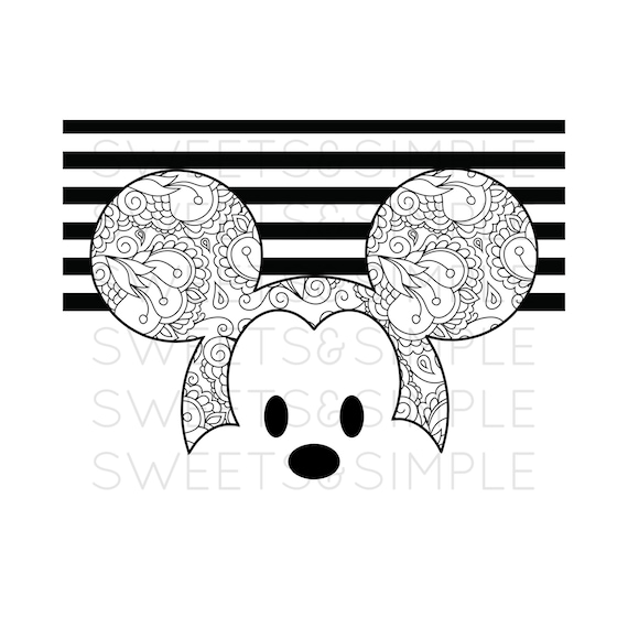 Mouse head coloring page adult coloring coloring sheet instant download printable