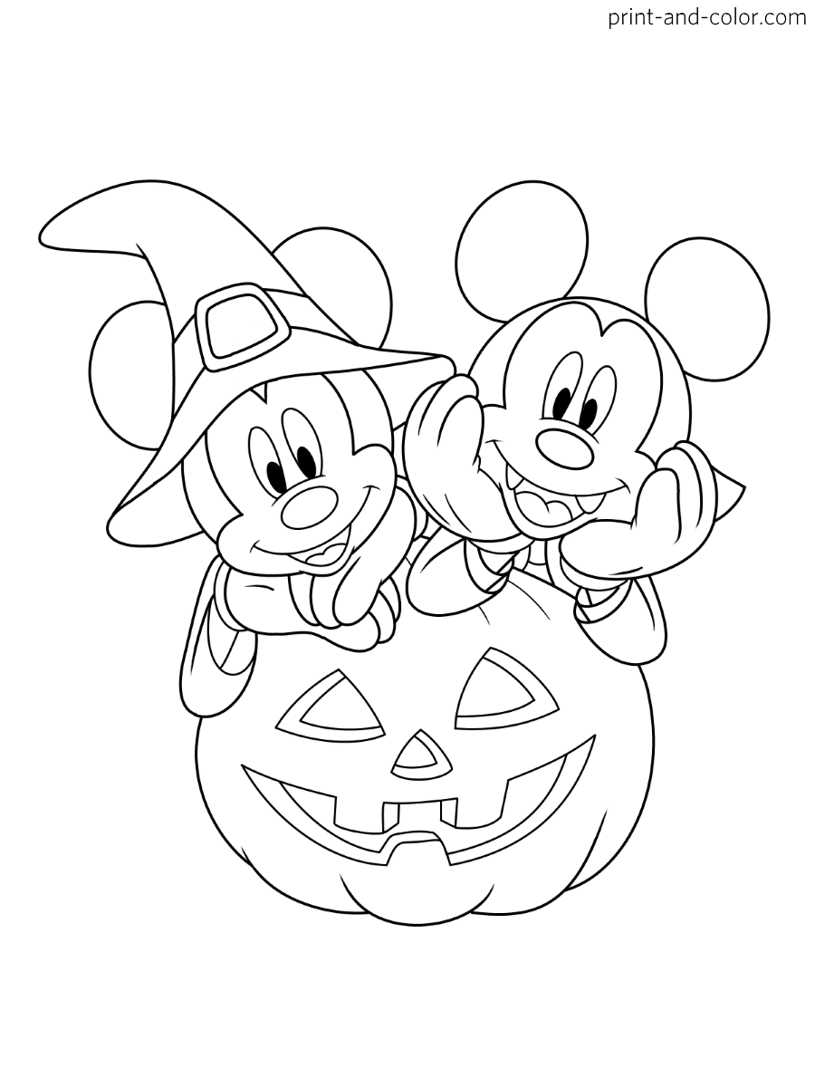 Mickey mouse halloween coloring pages print and color