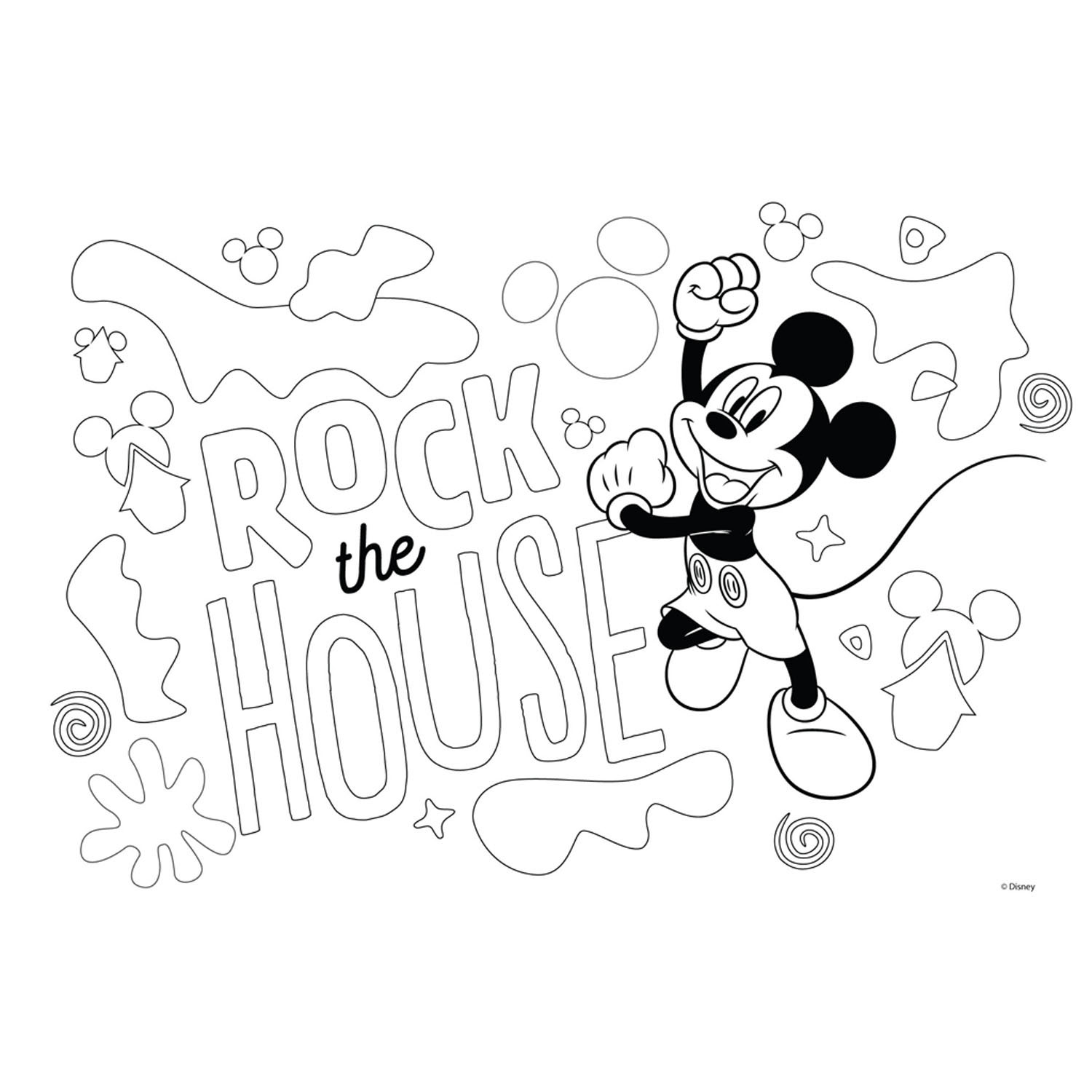 Mickey mouse coloring pages with stencil and sticker sheet thimble toys