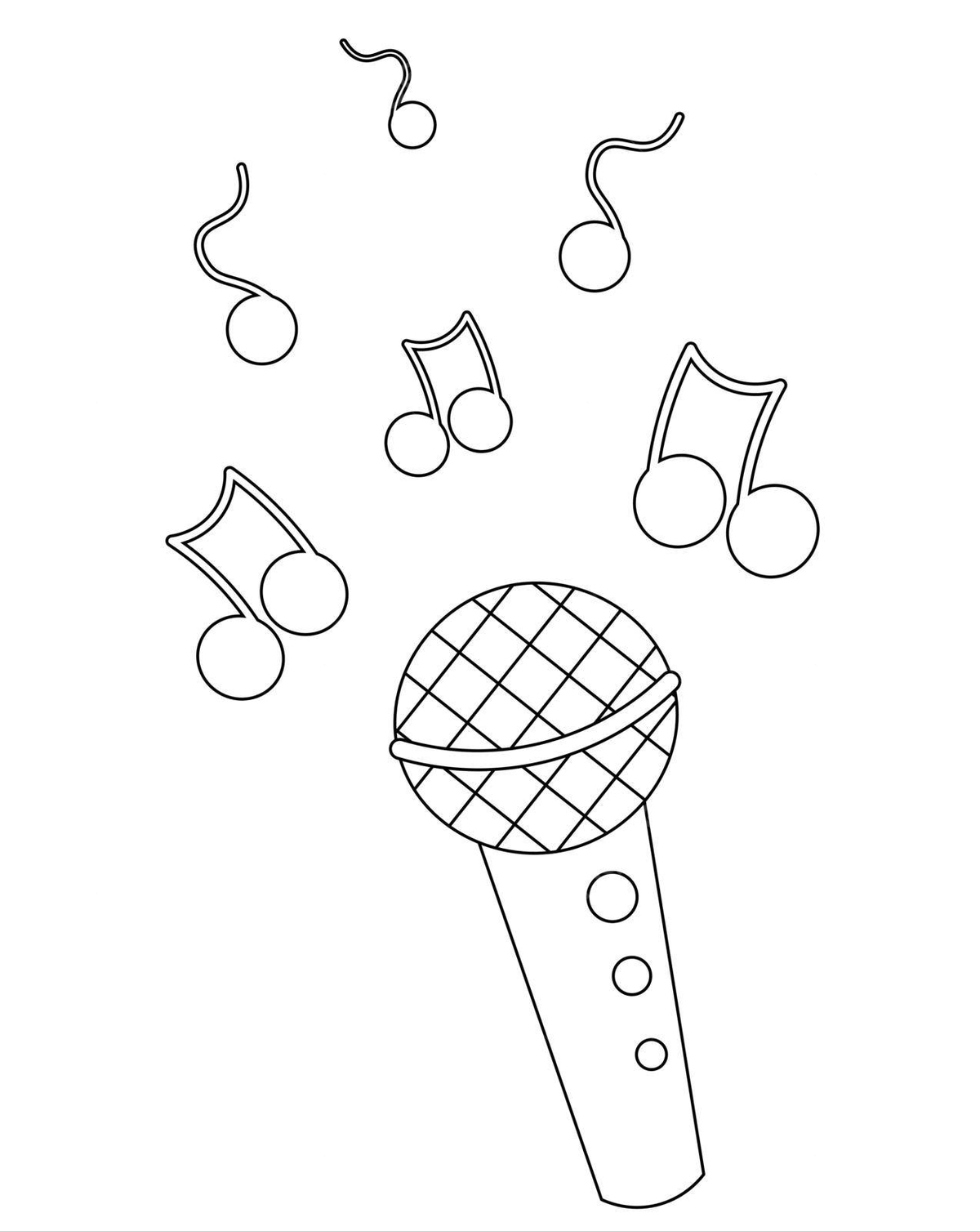 Monochrome sketch of a microphone and musical note vector art studio element png and vector with transparent background for free download
