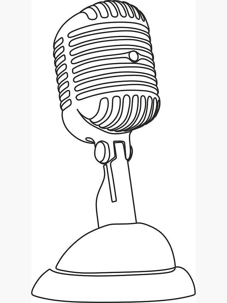 Linear drawing of a microphone musical sphere art print for sale by allalineart