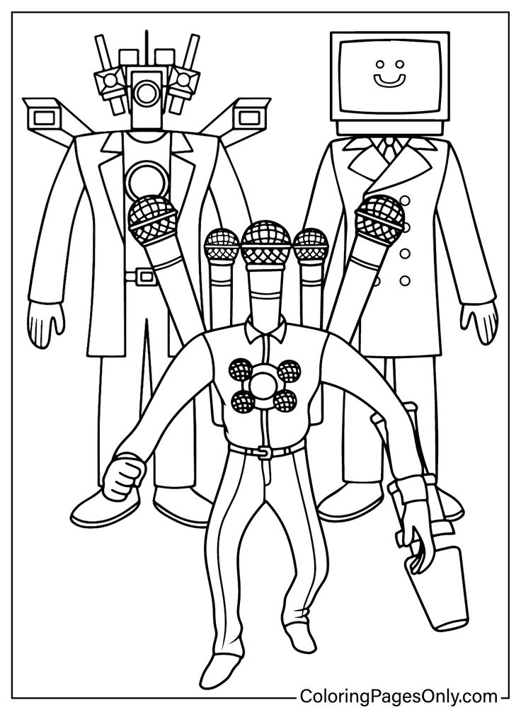 Microphone mecha boss coloring pages
