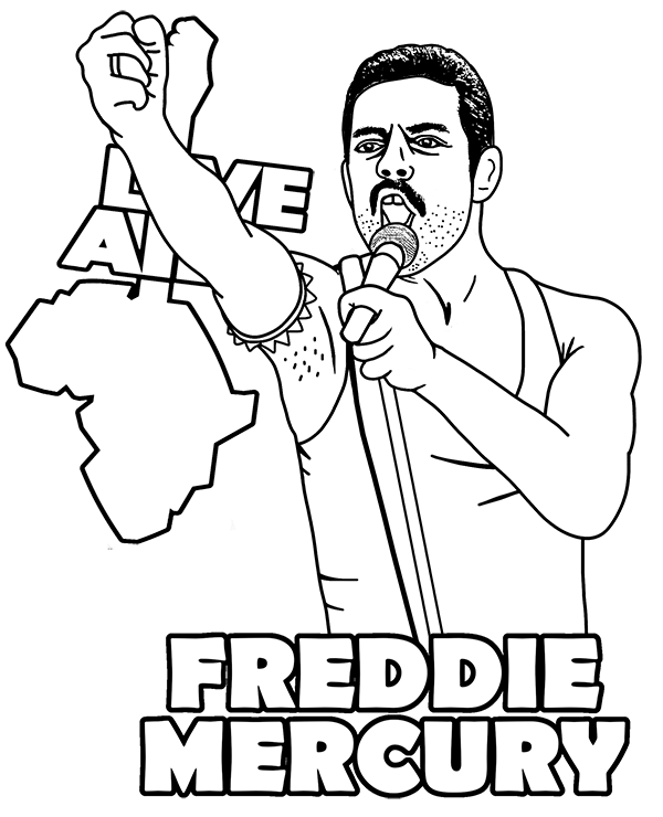 Freddie mercury coloring page to print
