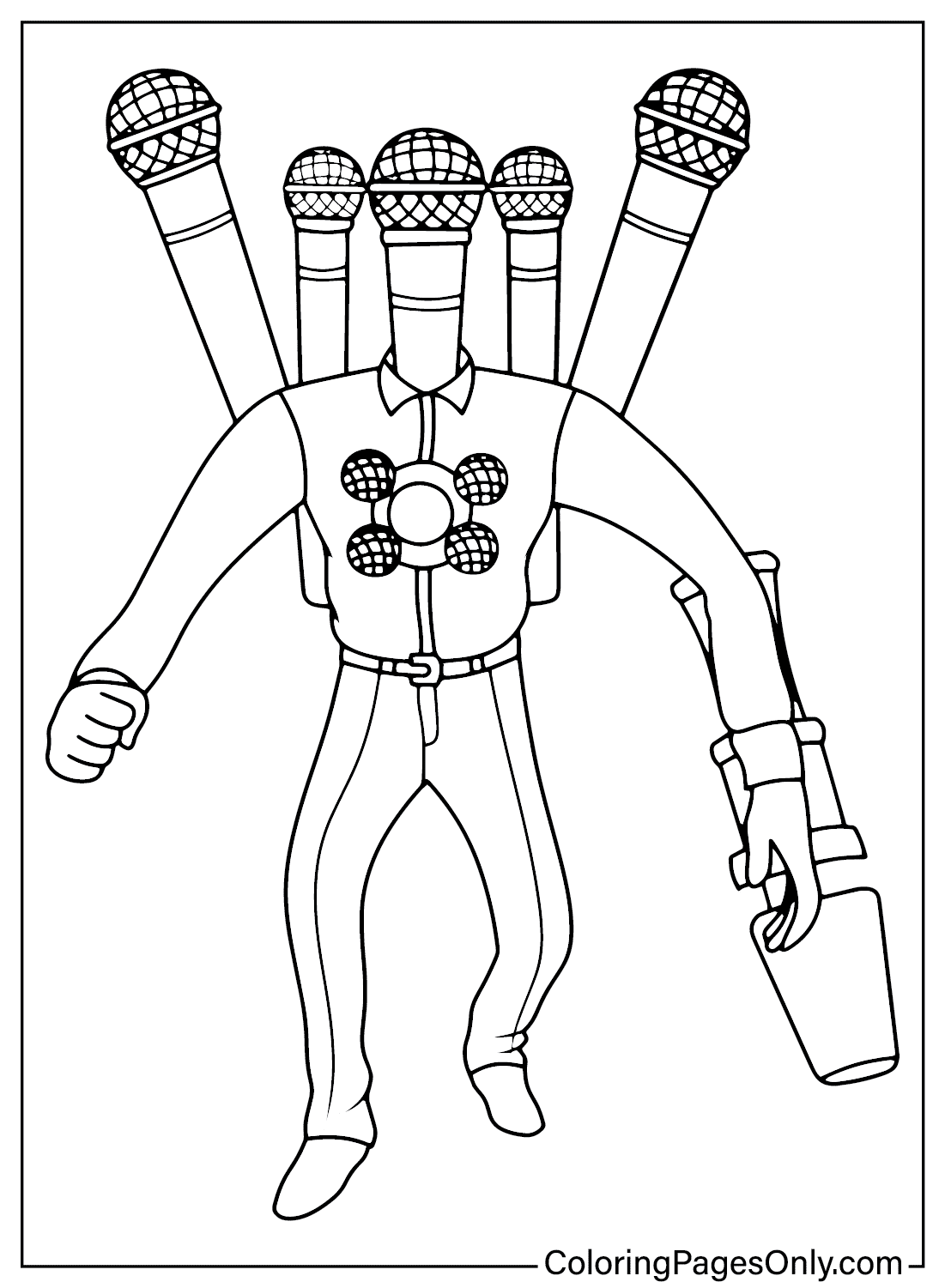 Coloring page microphone mecha boss
