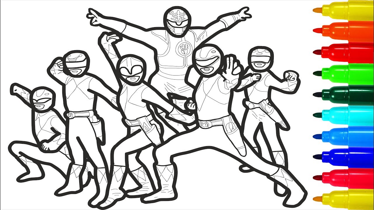 Mighty morphin power rangers coloring pages colouring pages for kids with colored markers