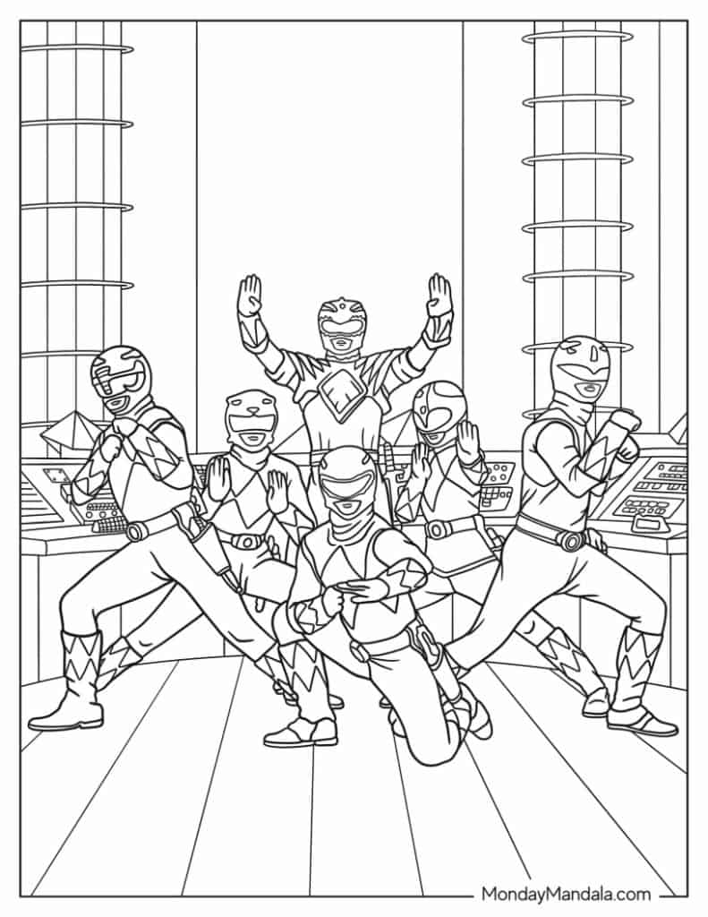 Power rangers coloring pages free pdf printables