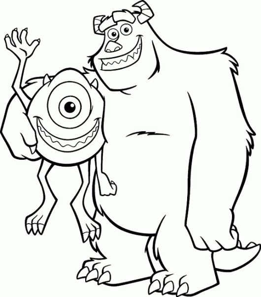 James p sullivan and mike wazowski from monster inc coloring sheet monster coloring pages cartoon coloring pages disney coloring pages