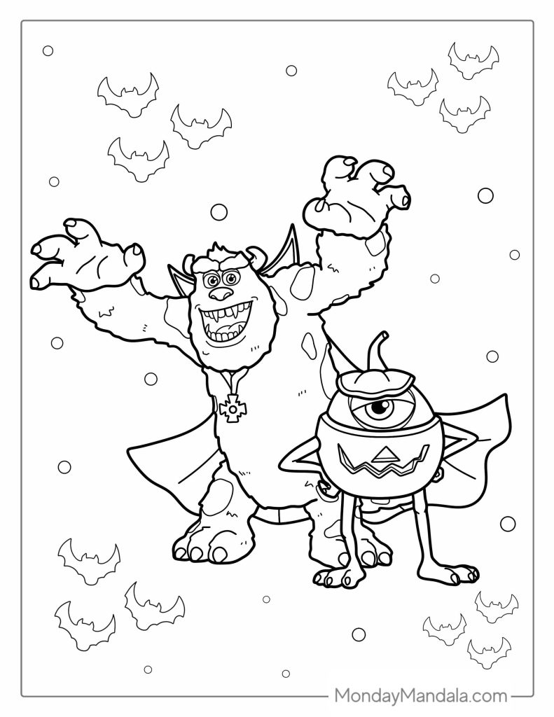 Monsters inc coloring pages free pdf printables