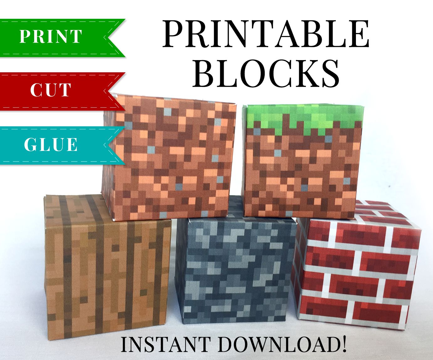 Minecraft printable papercraft blocks