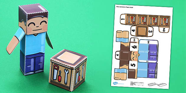 Block adventurer paper model teacher made