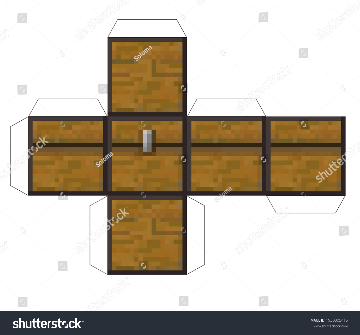 Papercraft mini dirt block chest papercraft stock vector royalty free