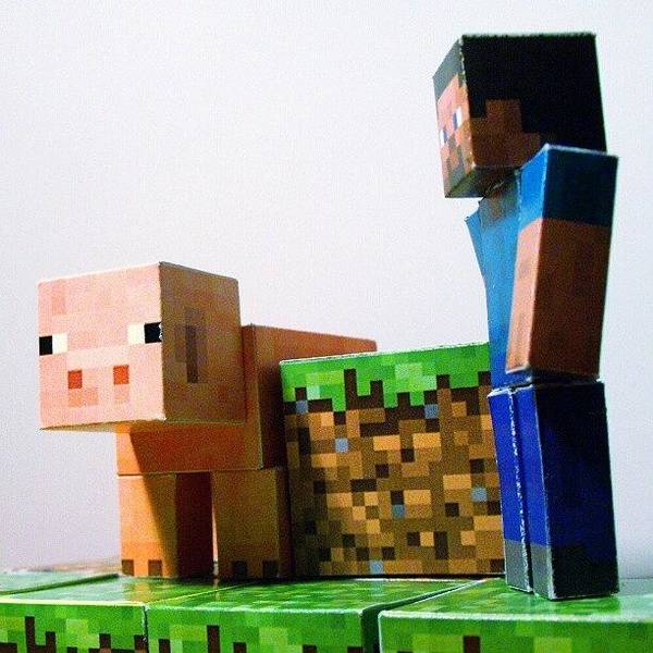 Minecraft paper papercut papercraft art print by mato mato