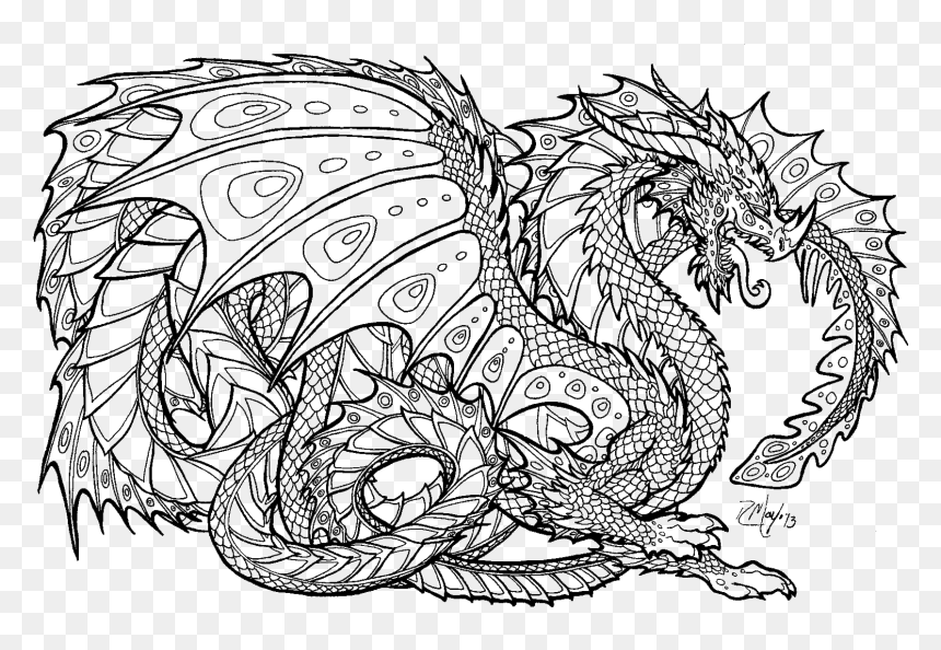 Printable fire dragon coloring pages