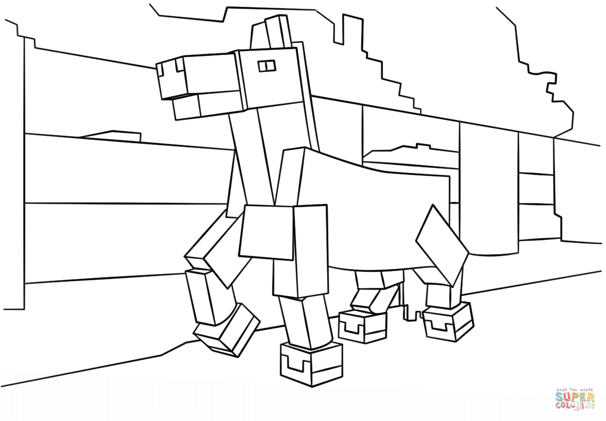 Minecraft horse coloring page free printable coloring pages