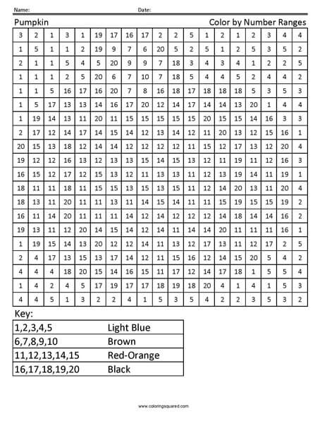 Pumpkin coloring numbers