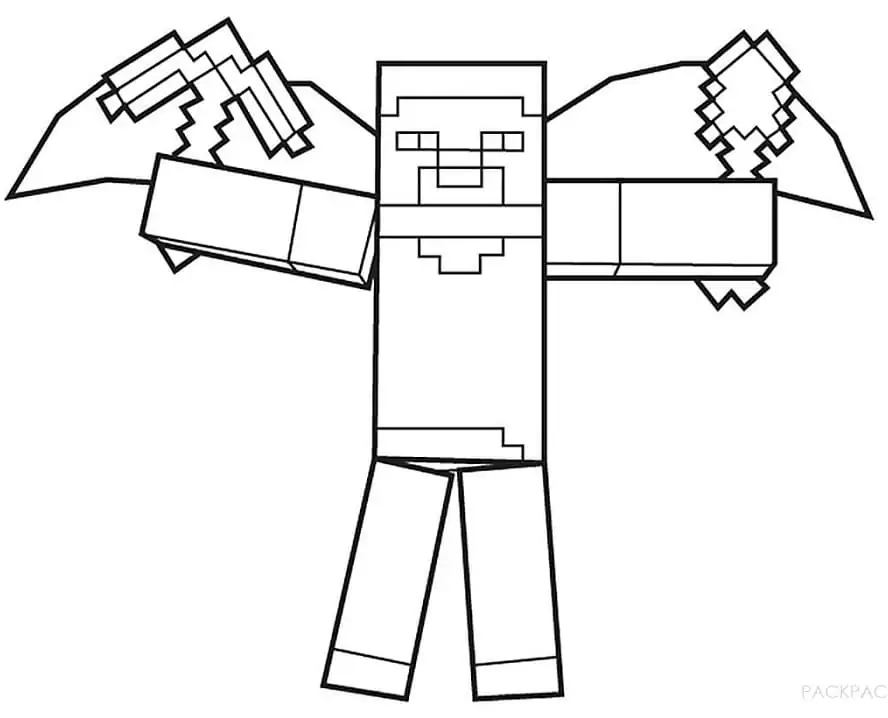 Amazing steve minecraft fãrbung seite