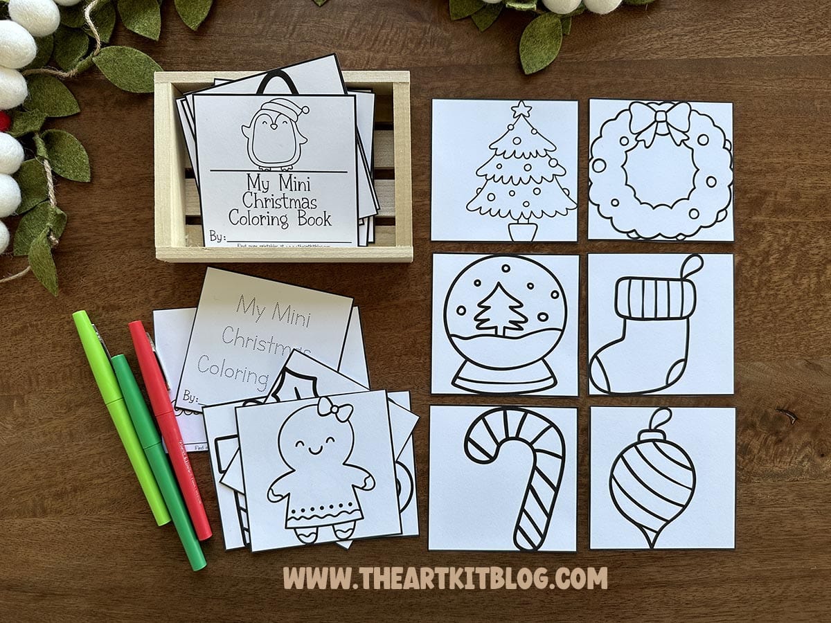 Free printable mini christmas coloring pages â the art kit