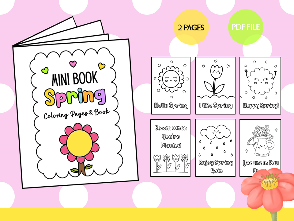 Mini coloring book spring for kids made by teachers