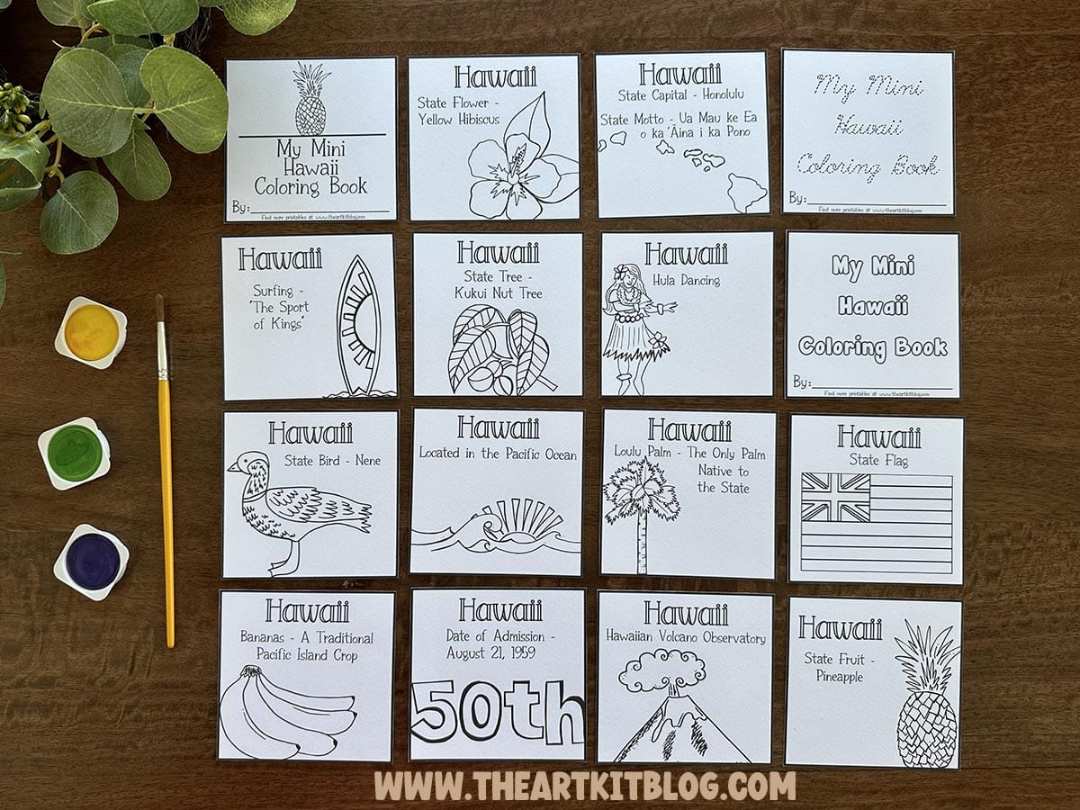 Mini hawaii coloring pages free printables â the art kit