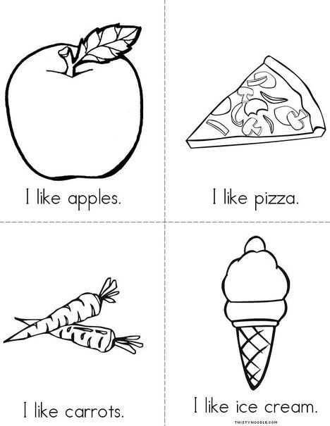 I like food mini book mini books kindergarten coloring pages printable books