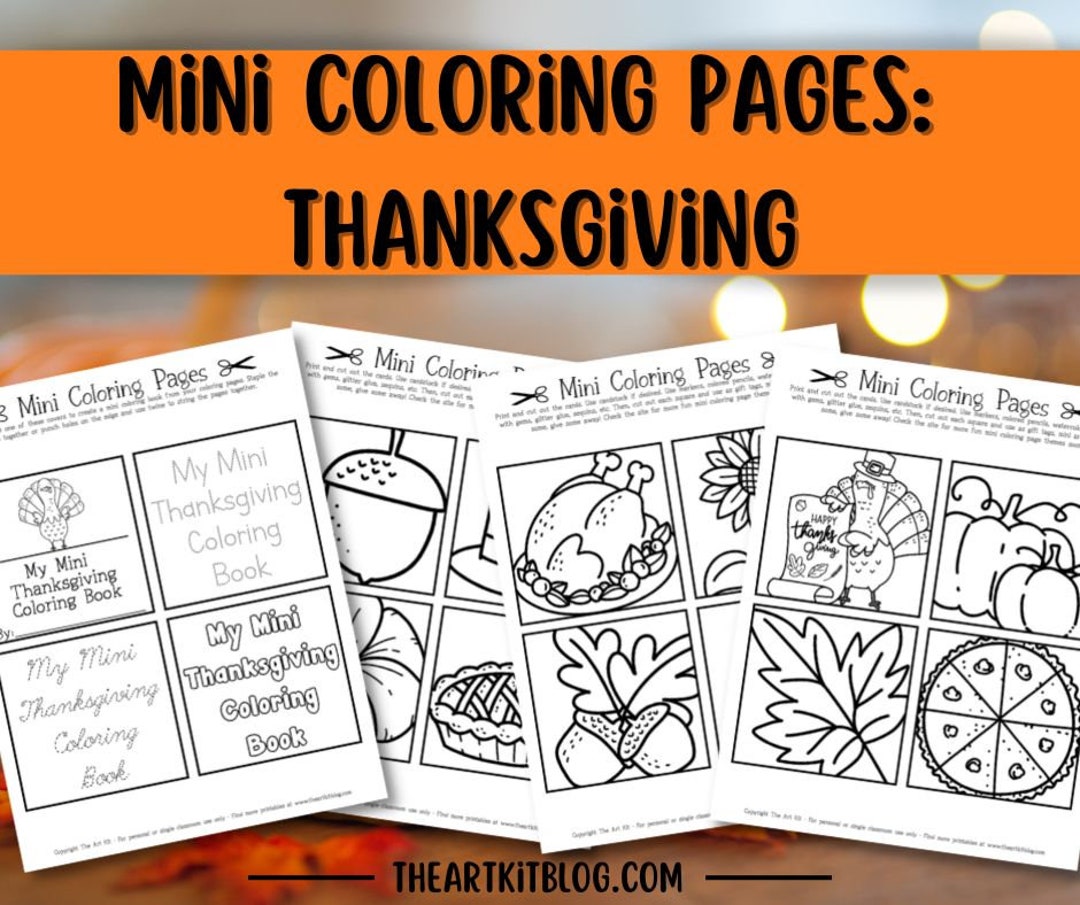 Mini thanksgiving coloring book mini fall coloring pages cute coloring pages fun coloring pages kids coloring instant download kids instant download