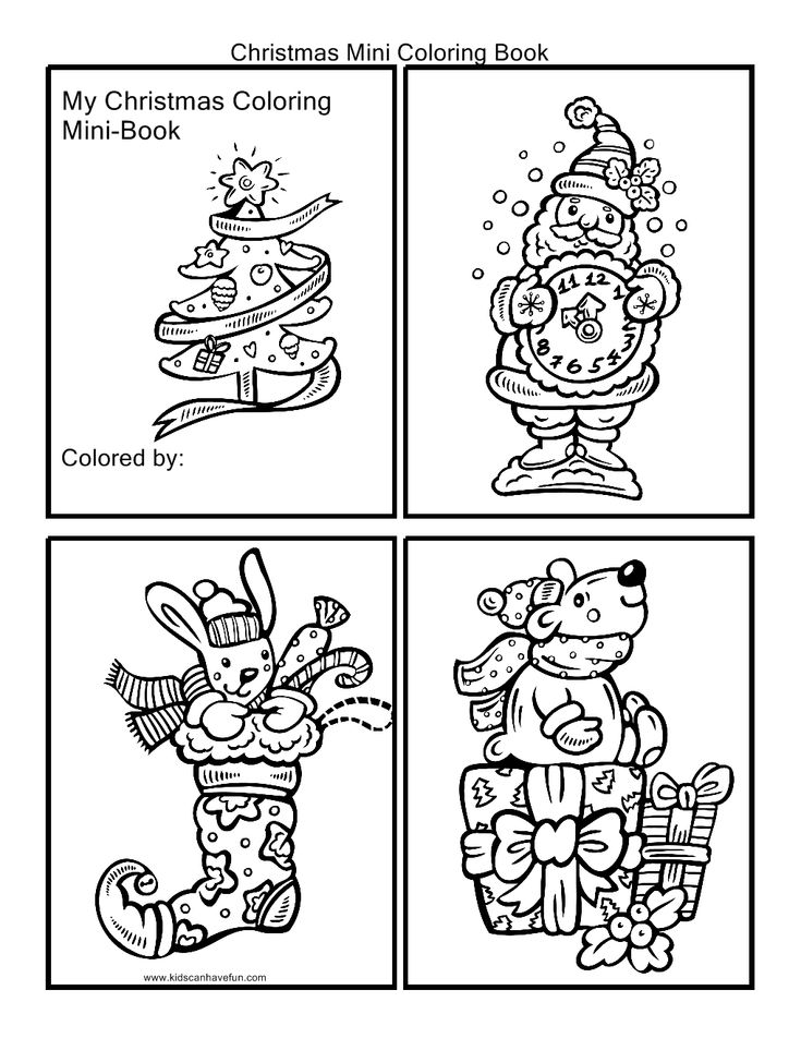 Christmas mini coloring book cut out the pictures and staple together to color httpâ christmas coloring books printable coloring book christmas coloring pages